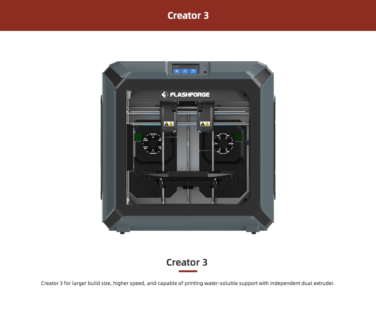 Imprimante 3D Creator Pro 3 à double extrusion - FlashForge