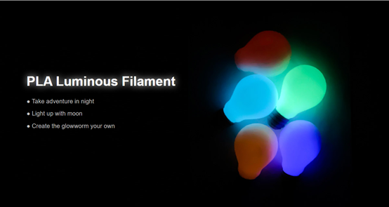 3d printer filament, flashforge, luminous filament 